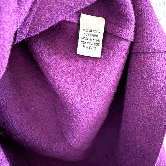 Beyond Threads Purple Bell Sleeve Alpaca Wool One Button Jacket Size XS - Picture 8 of 8
